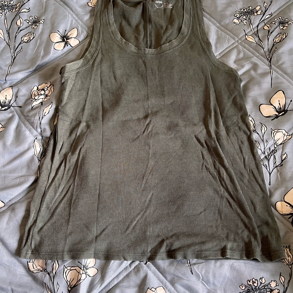 Aerie Sage Green Ribbed Tank Top